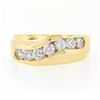 Image 4 : Men's 14K Yellow Gold 1.10 ctw Round Brilliant Channel Set Diamond Wavy Band Rin