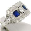 Image 3 : Antique Art Deco Etched Platinum 1.0 ctw European Cut Diamond & Syn Sapphire Rin