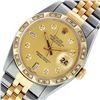 Image 9 : Rolex Mens Two Tone Champagne Diamond Pyramid Bezel Datejust Wristwatch