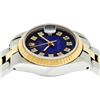 Image 5 : Rolex Ladies Quickset Two Tone Blue Vignette Diamond Oyster Band Datejust Wristw