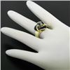 Image 7 : Vintage 14K Yellow Gold FINE Aquamarine & Blue Enamel Trinity Knot Cocktail Ring