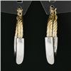 Image 2 : New 14K Yellow & White Gold Plain Puffed Polished Hoop Earrings w/ Twisted Top