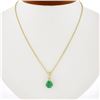 NEW 18k Gold 2.14 ctw GIA Wide Pear Teardrop Emerald Solitaire Pendant & 14k Cha