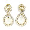 Vintage 18K Gold 9.5 ctw Prong Round Diamond Pearl Infinity Figure 8 Drop Earrin