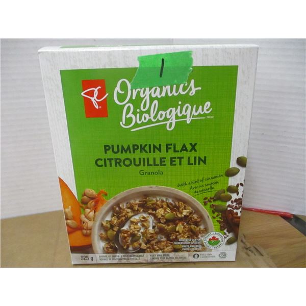 SHELF PULLS (AS IS):  PUMPKIN FLAX CEREAL (325G) - BOX