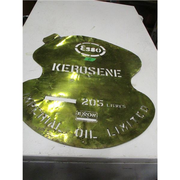 COLLECTABLE:  BRASS ESSO KEROSENE SIGN