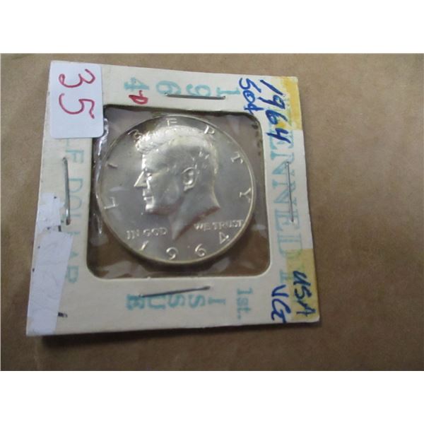 1964 USA KENNEDY FIFTY CENT COIN (FIRST ISSUE)