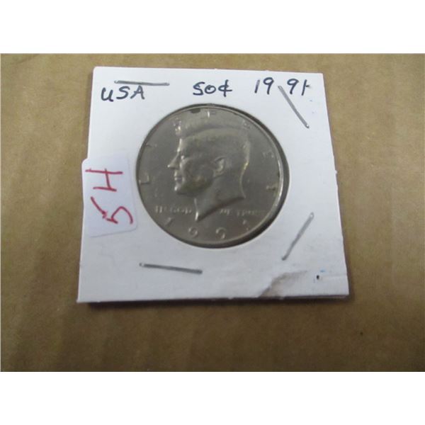 1991 USA KENNEDY FIFTY CENT COIN
