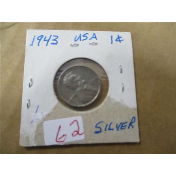 1943 USA LINCOLN SIVLER PENNY (RARE)