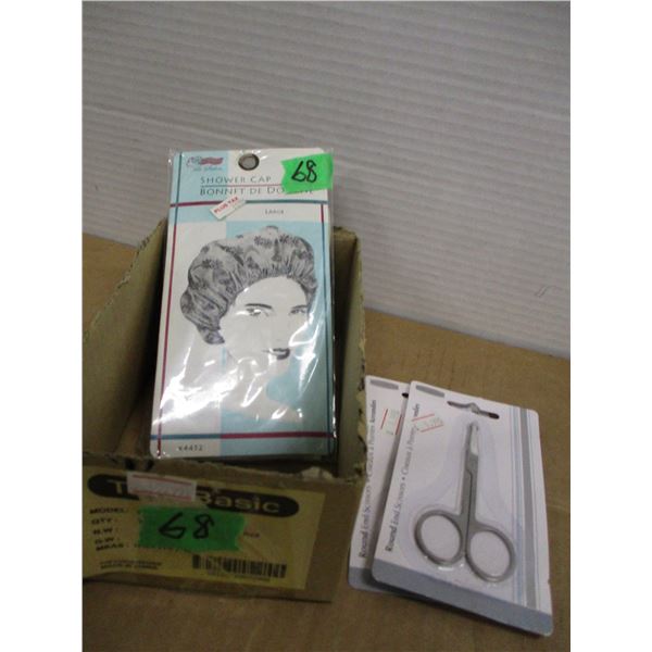 STORE CLOSE-OUT (AS IS):  SHOWER CAP & 2 PAIR OF SCISSORS