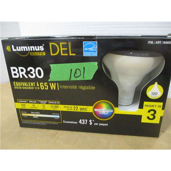 STORE CLOSE-OUT (AS IS):  LIGHT BULBS (BR30) (3) - PACKAGE