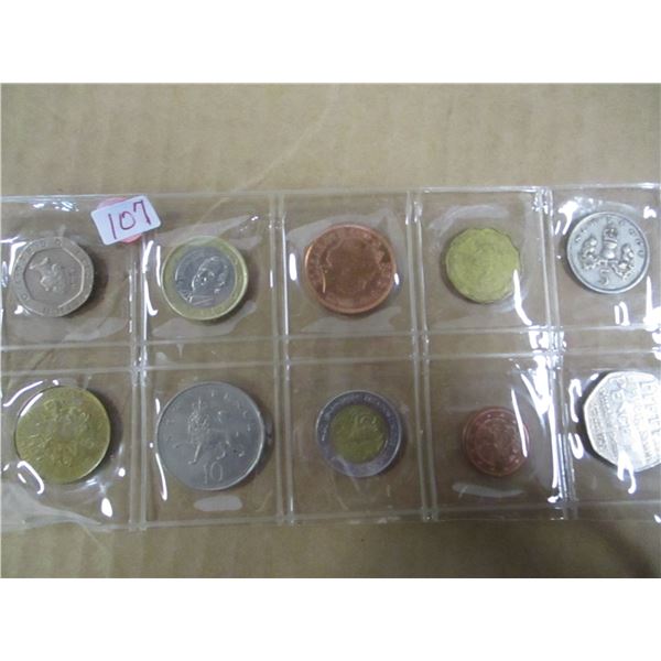 STOCK SHEET 10 WORLD COINS