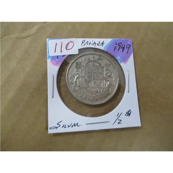 1949 CANADA KING GEORGE VI SILVER HALF DOLLAR