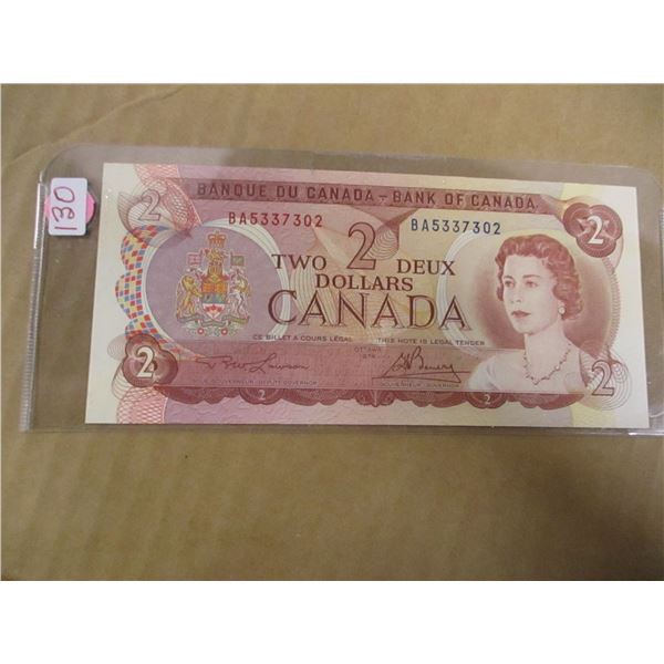 1974 CRISP/UNCIRCULATED (MULTI-COLORED) LAST OF CANADA $2 BILL