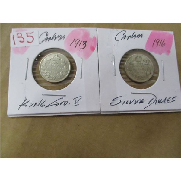 1913 - 1916 CANADA KING GEORGE V SILVER DIME