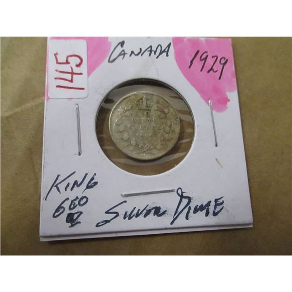 1929 CANADA KING GEORGE V SILVER DIME