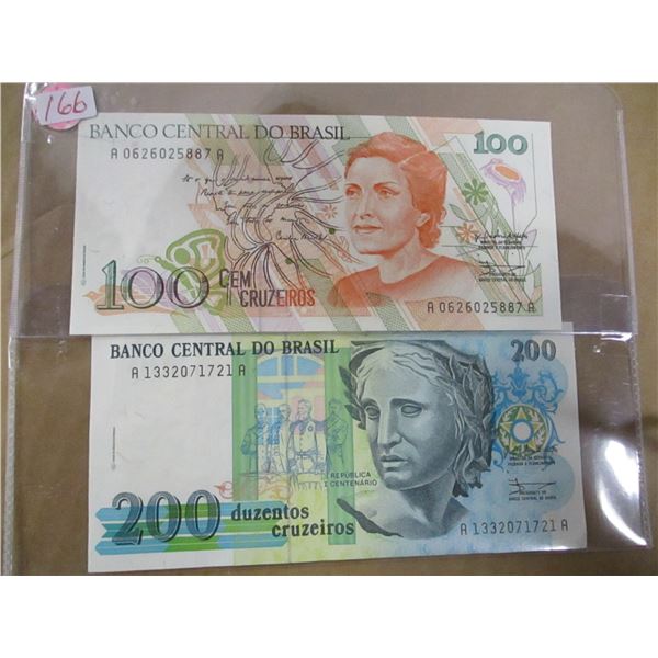 SET OF 2 - BANCO OF BRAZIL 100 - 2000 DEZONTO BANK NOTE