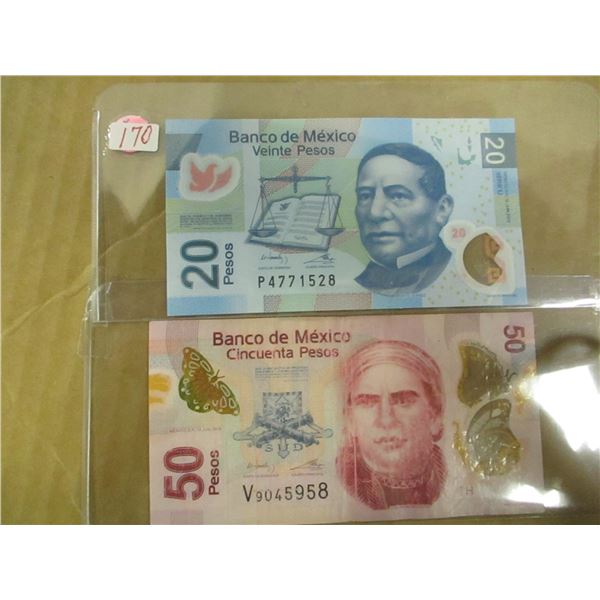 SET OF BANCO OF MEXICO 20 - 50 PESO BANK NOTES