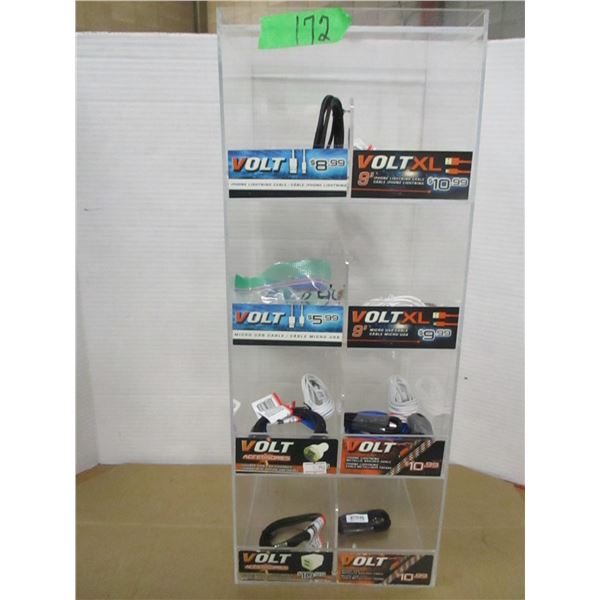 STORE CLOSE-OUT (AS IS):  PHONE CORDS & DISPLAY SHELF