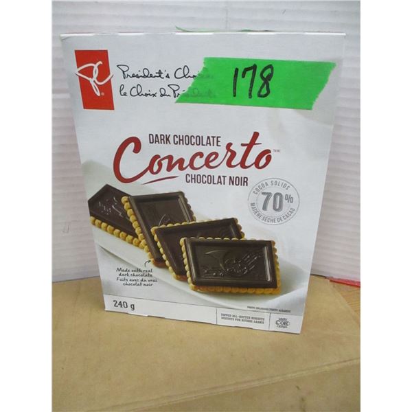 SHELF PULLS (AS IS):  CONCERTO DARK CHOCOLATE COOKIES (240G) - BOX