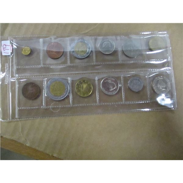 STOCK SHEET OF 12 WORLD COINS