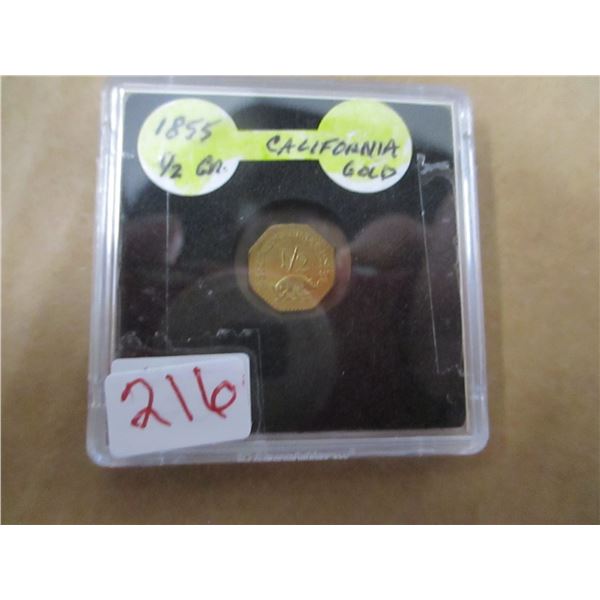 1855 (1/2 GR) USA CALIFORNIA GOLD PLANCHET
