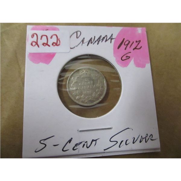 1912 (G) CANADA KING GEORGE V SILVER FIVE CENT