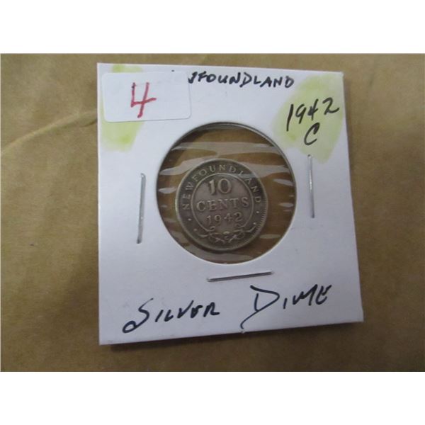 1942 C/VF NEWFOUNDLAND SILVER DIME