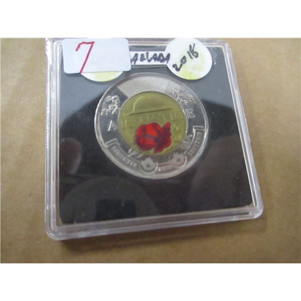 2018 CANADA (ARMISTICE) COLORED POPPY TOONIE