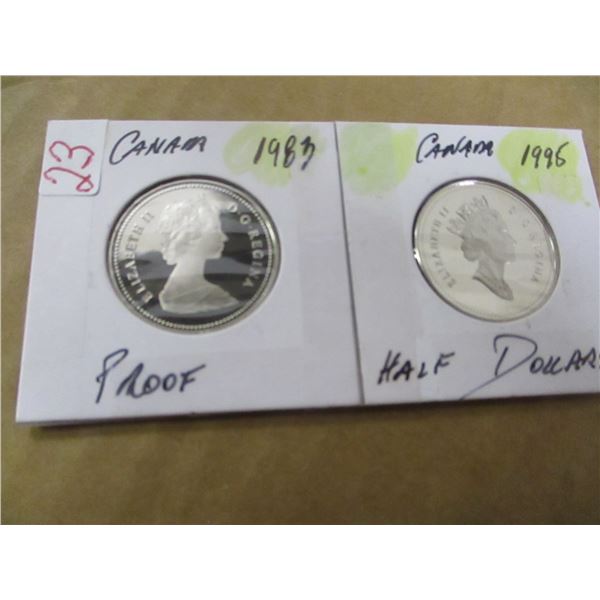 1983 - 1995 PROOF CAMEO CANADA HALF DOLLARS