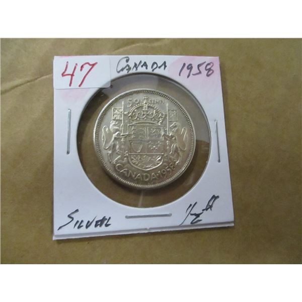 1958 CANADA SILVER HALF DOLLAR