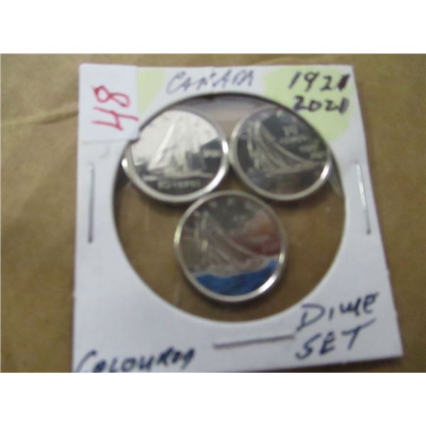 1921 - 2021 CANADA PROOF SET OF COLORED DIMES