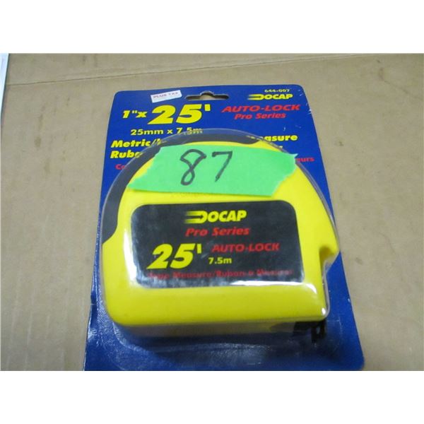 STORE CLOSE-OUT (AS IS): DOCAP LOCKING TAPE MEASURE (25' X 1")