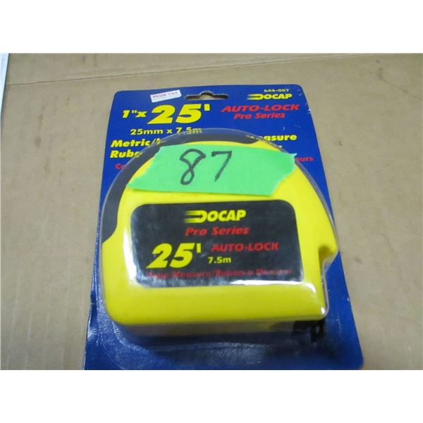 STORE CLOSE-OUT (AS IS): DOCAP LOCKING TAPE MEASURE (25' X 1")