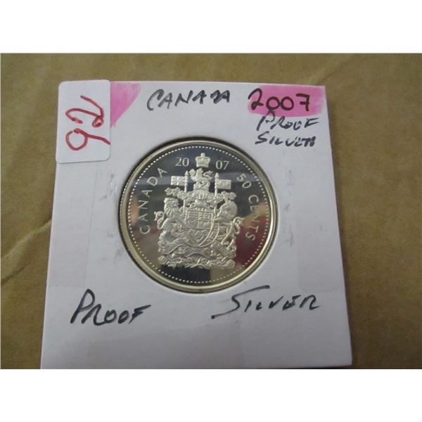2007 PROOF CANADA SILVER HALF DOLLAR