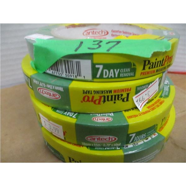 STORE CLOSE-OUT (AS IS):  4 ROLLS OF PAINT PRE-MASKING TAPE