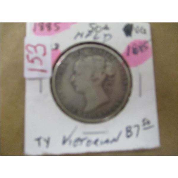 1885 NEWFOUNDLAND VICTORIAN SILVER HALF DOLLAR