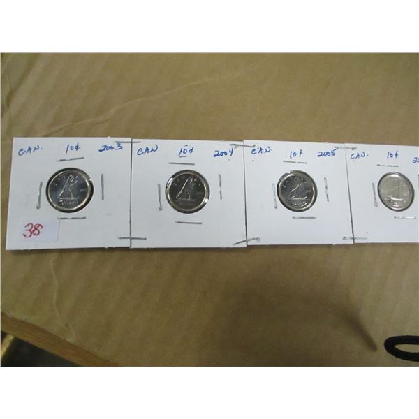 2003, 2004, 2005 & 2007 CANADIAN DIMES
