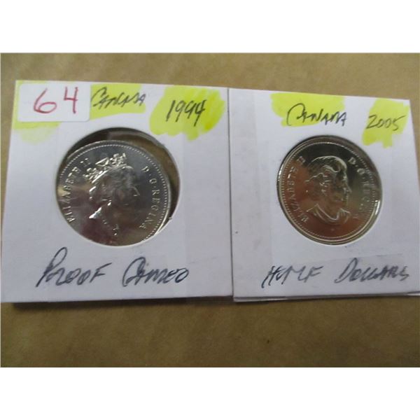 1994 - 2005 PROOF CAMEO CANADA HALF DOLLARS