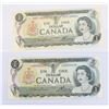 Image 1 : #25 LOT OF 2 CANADA $1 ONE DOLLAR BILLS 1973 NOTE