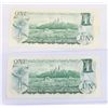 Image 2 : #25 LOT OF 2 CANADA $1 ONE DOLLAR BILLS 1973 NOTE
