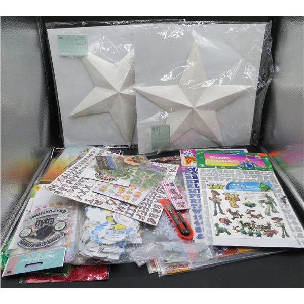 Large Crafting Lot Wrapping Paper, Stickers, Large Stars, Notebook & More