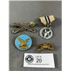 Image 1 : 1.5" C.A.F. Air Command Pin, 12th Cavalry Crosses Sabres Pin, Armor (Tank w/Sabres Pin & Medal w/Rib