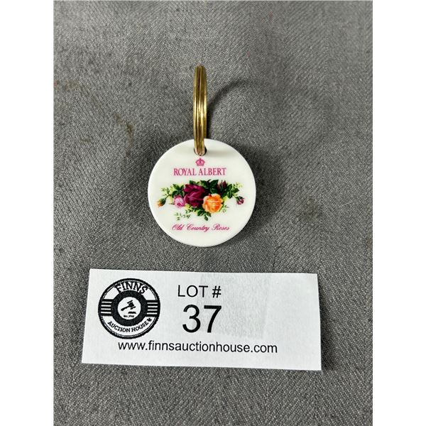 Unusual Royal Albert Porcelain Key Chain (Old Country Roses)
