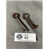 Image 1 : 2 Antique Steel Skeleton Keys 3" Long