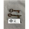 Image 2 : 2 Antique Steel Skeleton Keys 3" Long