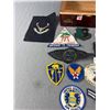 Image 2 : Vintage Wood Cigar Box with various Military Cloth Patches