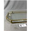 Image 2 : Lovely Antique Glass & Brass Tray- 18" x10"