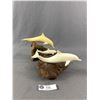 Image 2 : Dolphin Family Sculpture on Burlwood Base By John Perry