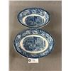 Image 1 : 2 Vintage Blue Staffordshire Oval Serving Bowls " Minute Men"